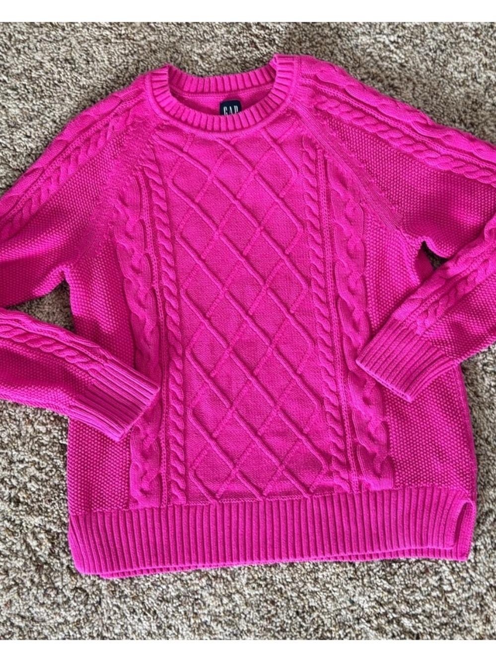 100% Cotton Cable Knit Crewneck Sweater